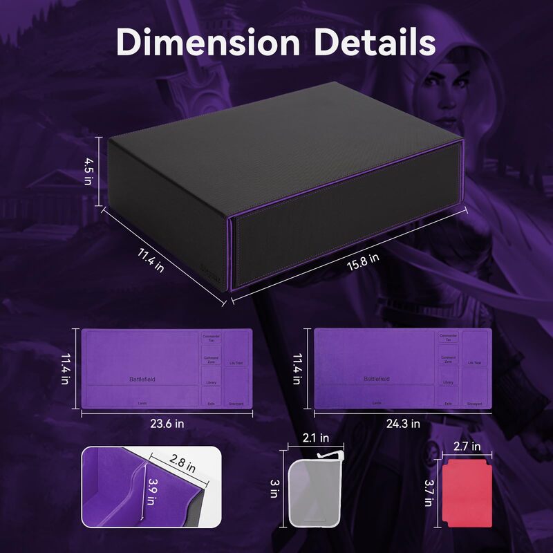 3800+ Capacity Card Storage Box. Includes 20 Dividers, 5 Supporters, Leather Magnetic Closure. Great for YuGiOh & MTG Cards. - SkyeDragon Gifts