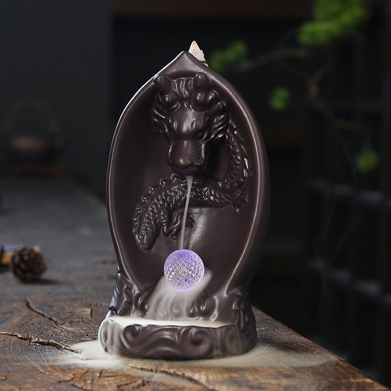 Creative LED Lamp Backflow Incense Burner Original Chinese Dragon Backflow Aromatherapy Furnace Ornament