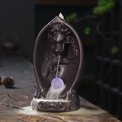Creative LED Lamp Backflow Incense Burner Original Chinese Dragon Backflow Aromatherapy Furnace Ornament