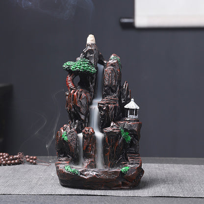 Back Flow Incense Burner Creative Home Decoration Alpine Flowing Water Resin Crafts Sandalwood Incense Burner