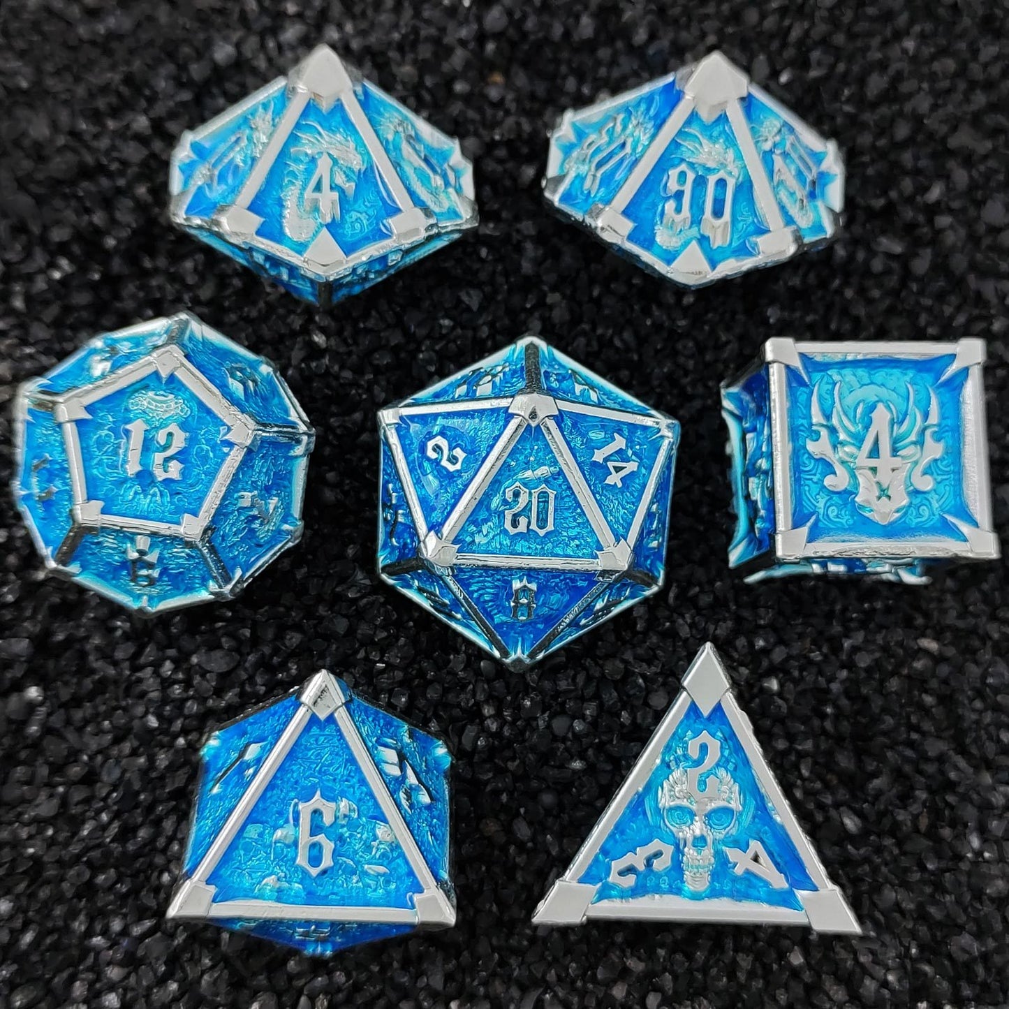 Metal Dice Set DND Dungeons &amp; Dragons Polyhedral RPG Dice Role Playing TRPG Dice d20 - SkyeDragon Gifts
