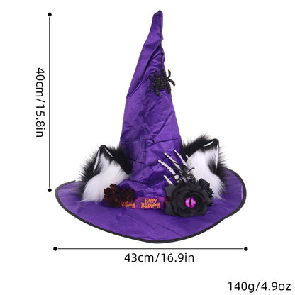 Halloween Fuzzy Animal Ears Dark Witch Hat Cosplay Spider Rose Wizard Performance Prop - SkyeDragon Gifts