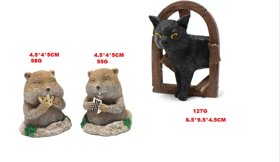 Resin Crafts Cat and Gopher Decoration Outdoor Courtyard Landscape Garden Decoration