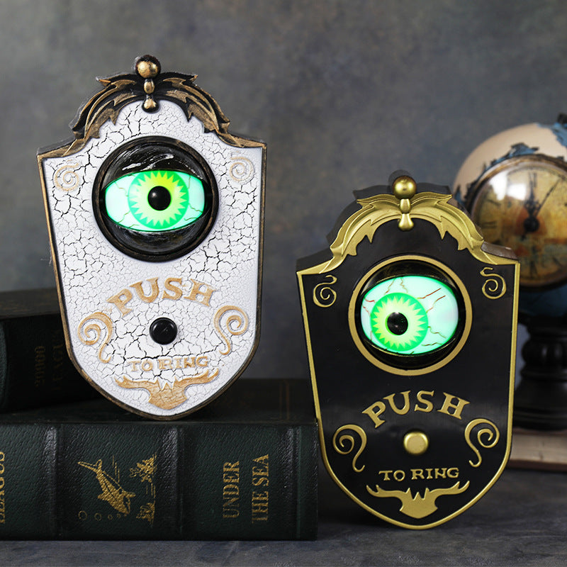 Halloween One-Eye Doorbell Decorative Item, Electric Sound and Light-Up Eyeball Doorbell, Bar and Escape Room Prank Prop