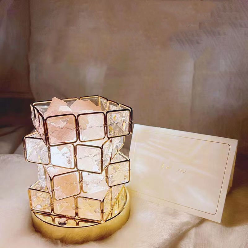 USB Crystal Table Lamp Three Color Dimming Magic Cube Stone Romantic Atmosphere Lights Bedroom Bedside Night Light For Home Room - SkyeDragon Gifts