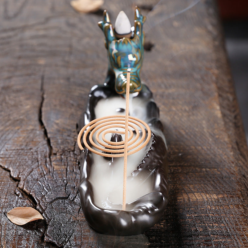 Ceramic Smoke Backflow Aromatherapy Furnace Home Decoration Creative Line Incense Incense Holder Backflow Chinese Dragon Incense Burner - SkyeDragon Gifts