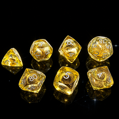 Polygon Dice Set Gemstone Appearance Liquid Resin DND Dungeons &amp; Dragons COC TTRPG D6 - SkyeDragon Gifts