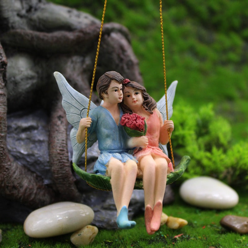 Micro landscape couple flower fairy garden resin pendant
