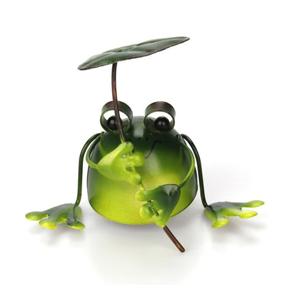 4 sets of cute frog iron ornaments and metal crafts