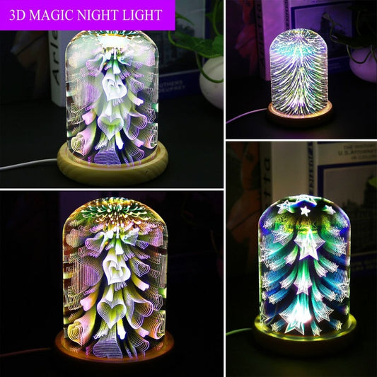 3D Night Light Magic Desk Table Lamp with Glass Cover LED USB Atmosphere Light 37D - SkyeDragon Gifts