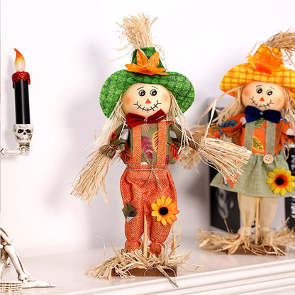 Halloween Scarecrow Decoration Figure for Playground, Restaurant, Mall, Harvest Festival - Cute Standing Pumpkin Doll