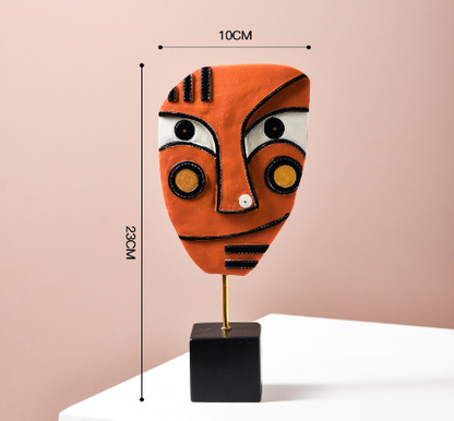 Abstract Face Resin Sculpture for Wine Cabinet Living Room Decor