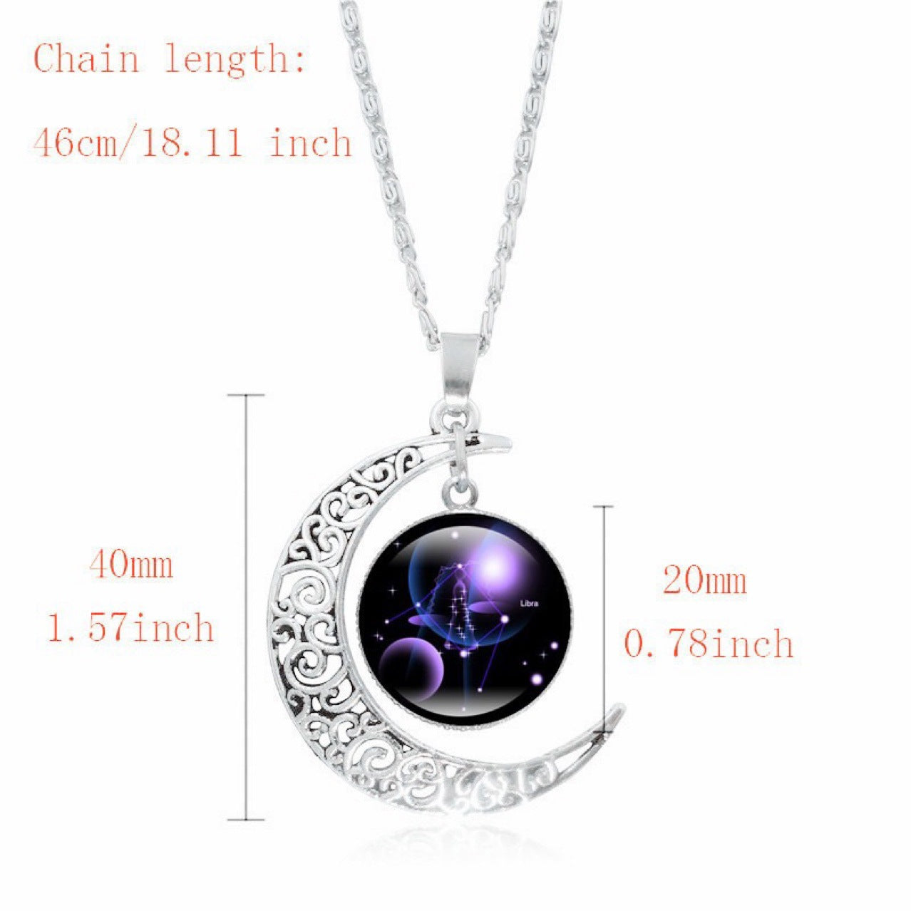 Zodiac Time Gem Luminous Necklace for Women, Simple Silver Moon Pendant Choker - SkyeDragon Gifts