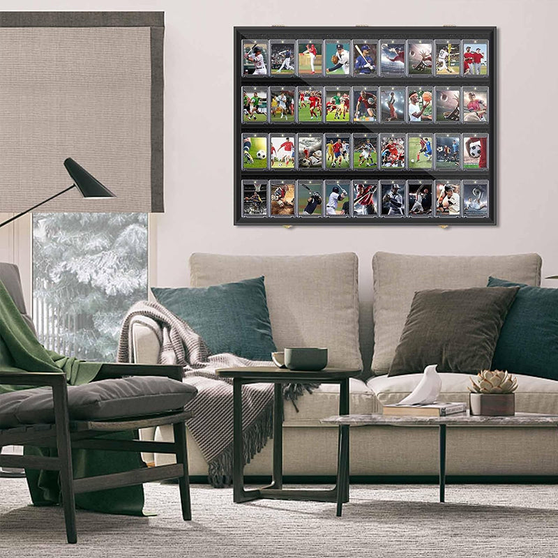 Large Sports Card Display Cases. Wooden, UV - protected acrylic fronts. For football, basketball, hockey cards. - SkyeDragon Gifts