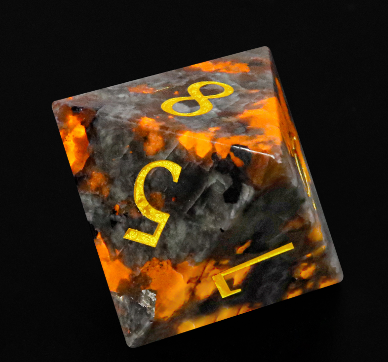 New Dungeons Dragons Board Game 7-Piece Set Dice DND RPG D6 D20 Natural Flame Stone - SkyeDragon Gifts