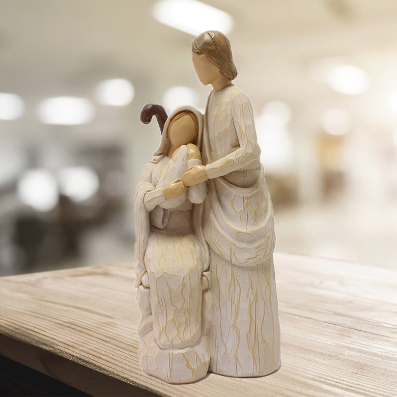 Warm Family Resin Sculpture Woodcut Style Home Decoration