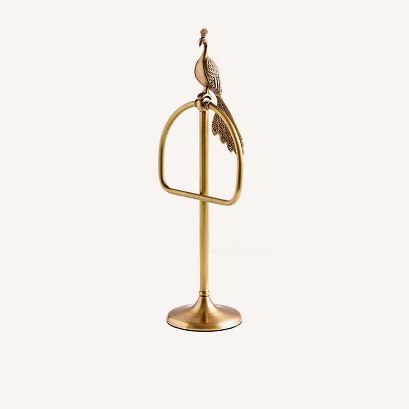 Brass peacock towel ring bathroom vertical towel rack storage shelf bathroom supplies