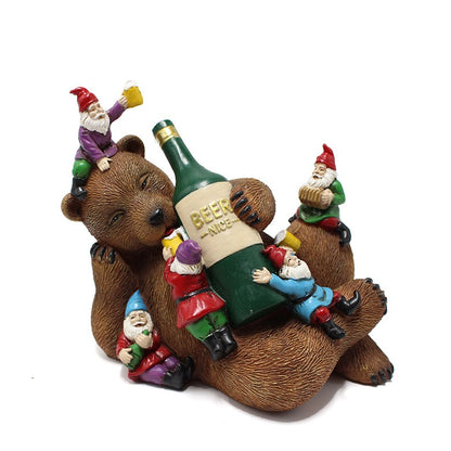 Drunken Bear Resin Figurine Garden Courtyard Decoration 14cm