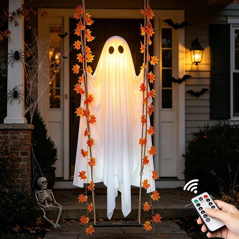 LED Halloween Hanging Ghost Decoration With Remote Control And 8 Lighting Modes