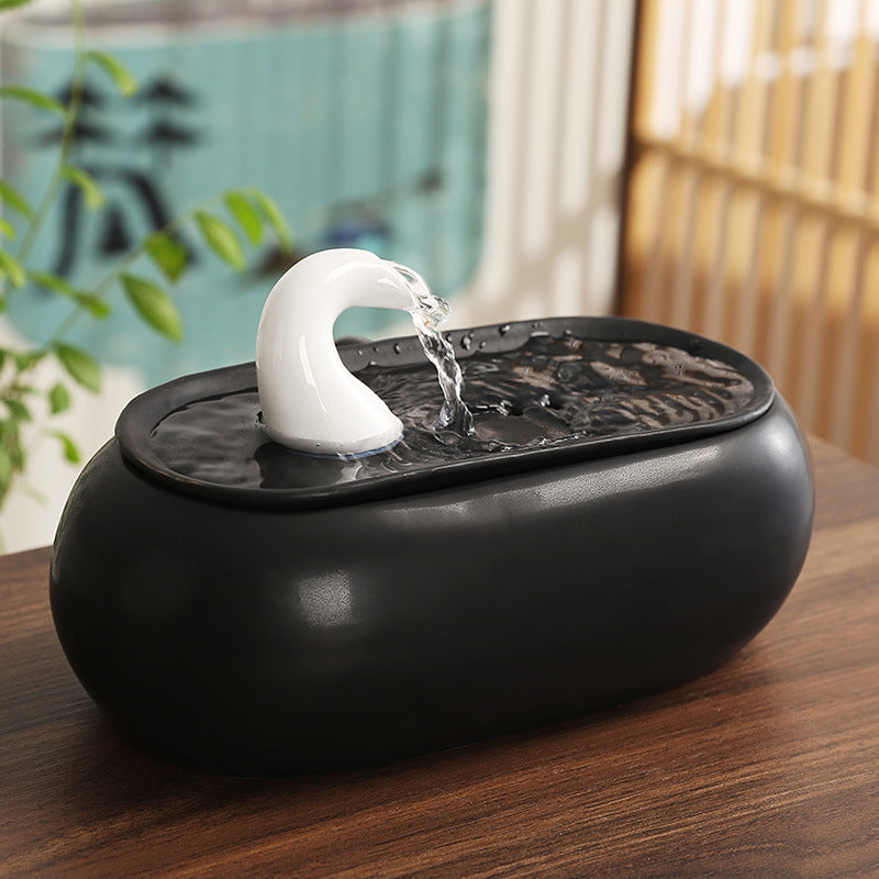 Wealth-Bringing Flowing Water Ornament, Ceramic Mini Desktop Decoration for Living Room - SkyeDragon Gifts