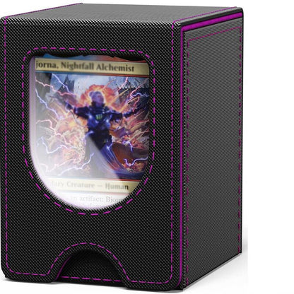 Leather TCG Card Storage Box – 100+ Card Capacity Organizer with Dividers for Trading Card Games
