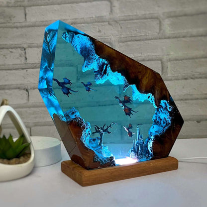 Fire & Ice Dragon Resin Desk Lamp – 3D Dragon Night Light - SkyeDragon Gifts