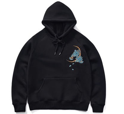 Dragon thorn hooded plus velvet thickened Yokosuka embroidery men and women couple sweatshirts trendy brand jacket tops - SkyeDragon Gifts