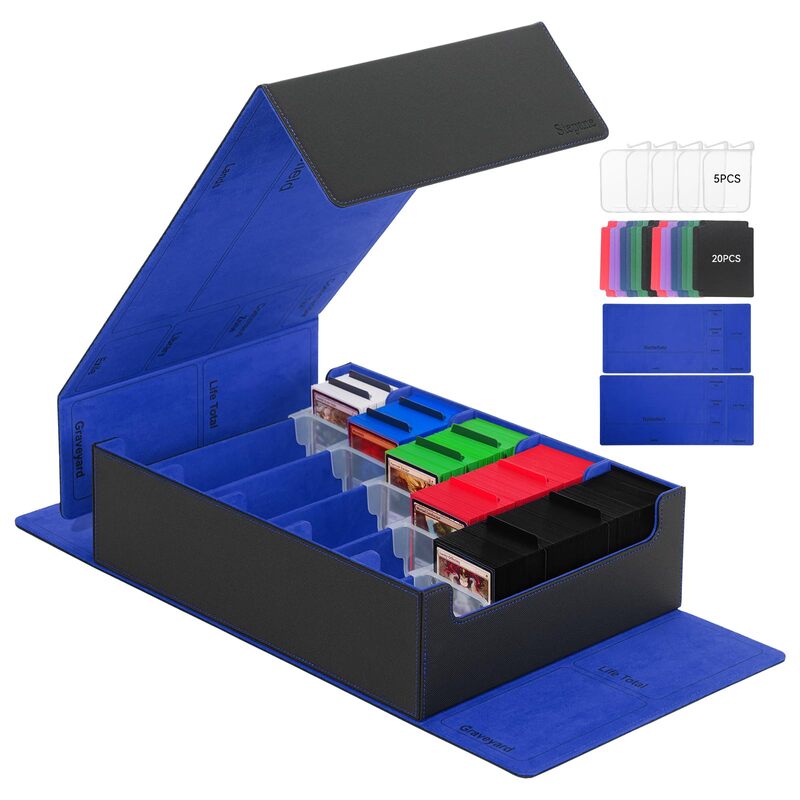 3800+ Capacity Card Storage Box. Includes 20 Dividers, 5 Supporters, Leather Magnetic Closure. Great for YuGiOh & MTG Cards. - SkyeDragon Gifts