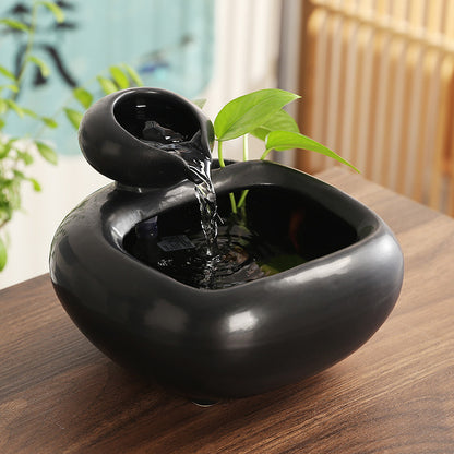 Wealth-Bringing Flowing Water Ornament, Ceramic Mini Desktop Decoration for Living Room - SkyeDragon Gifts