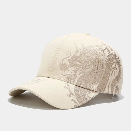 Men and women universal new Chinese dragon printing paragraph duck tongue cap pattern neutral wind adjustable baseball cap - SkyeDragon Gifts