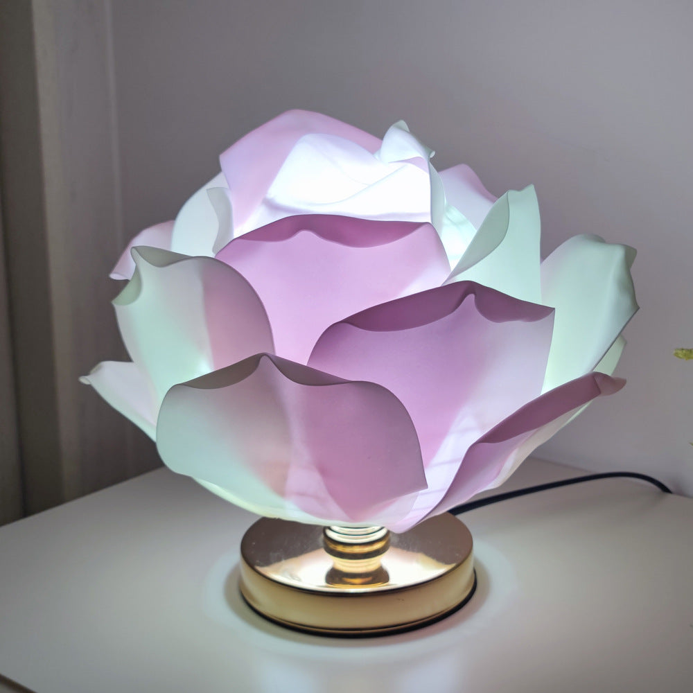 Creative Large Rose Flower Lamp Lotus Lamp for Girl's Bedroom, Romantic Atmosphere Wedding Decoration Bedside Table Lamp - SkyeDragon Gifts