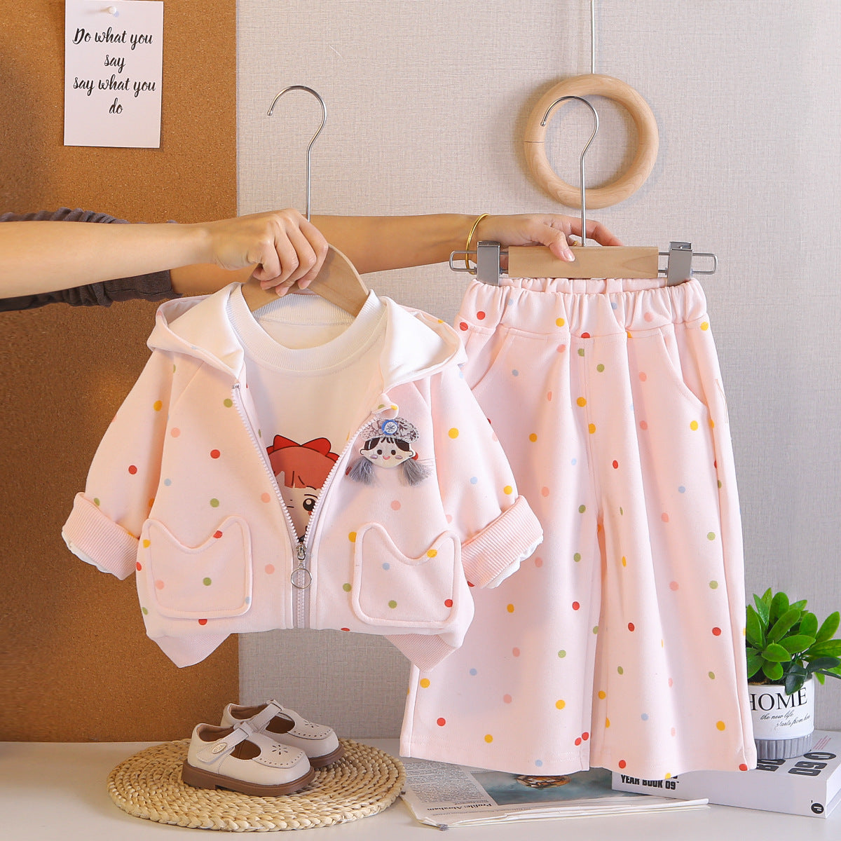 Hooded long sleeved three piece set for baby girls' clothing - SkyeDragon Gifts