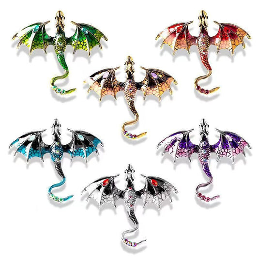Vintage Dripping Oil Cartoon Flying Dragon Styled brooch for men and women, versatile and personalized suit, coat accessories, pin accessories - SkyeDragon Gifts