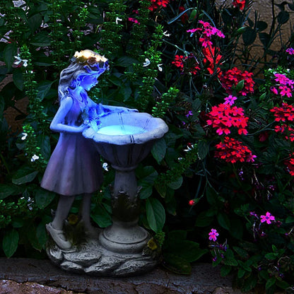 Outdoor solar energy flower fairy angel statue resin decoration