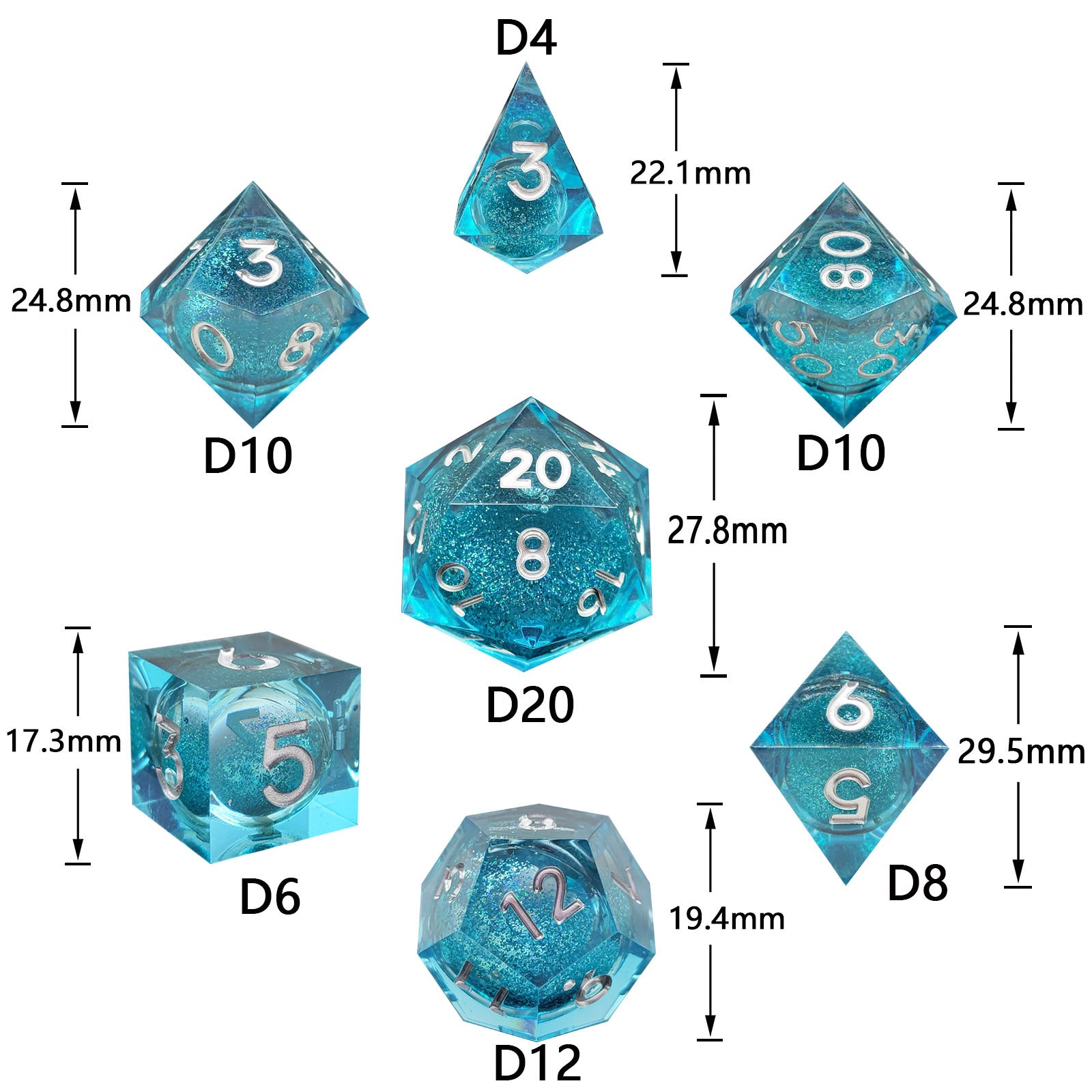 Resin Sand Flow Dice Liquid Core DND DungeonsDragons TRPG Board Game Dice Set Roleplaying Cthulhu - SkyeDragon Gifts