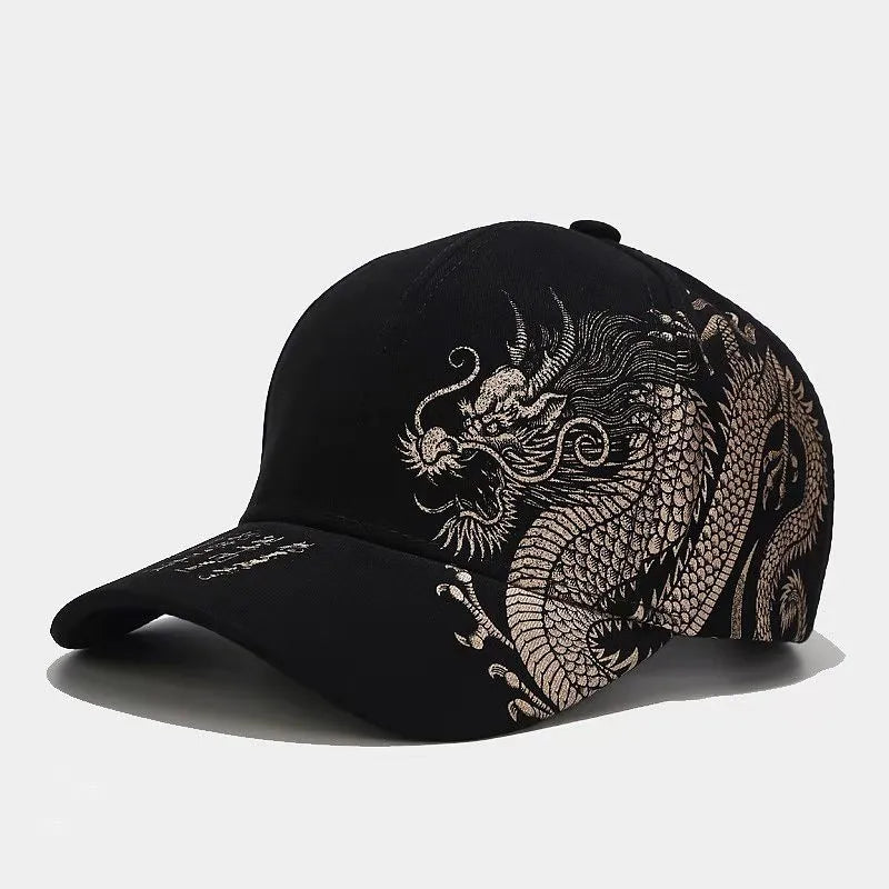 Men and women universal new Chinese dragon printing paragraph duck tongue cap pattern neutral wind adjustable baseball cap - SkyeDragon Gifts