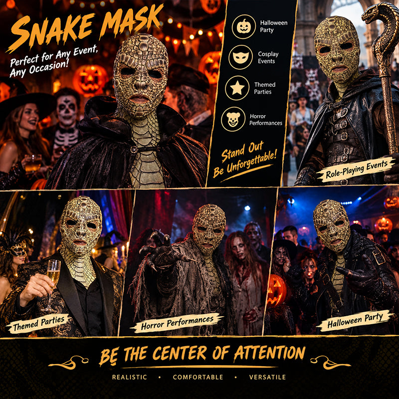 Realistic Basilisk Reptile Mask Full Face Latex Horror Costume for Adults