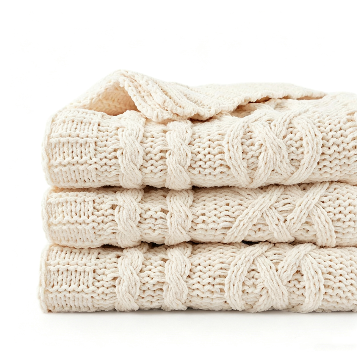 Oatmeal Cable Knit Throw