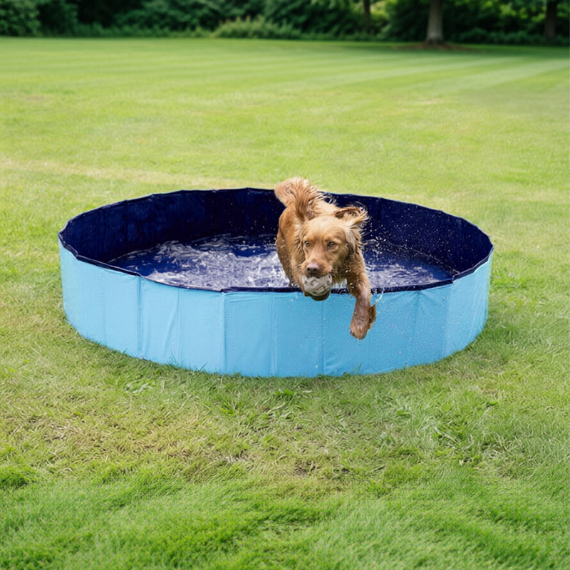 Portable Dog Swimming Pool – Foldable Pet Bathing Tub with Drain, Outdoor Puppy Pool for Summer Water Fun & Cleaning - SkyeDragon Gifts
