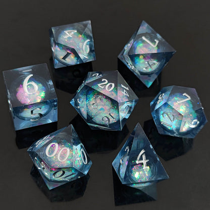Resin Sand Flow Dice Liquid Core DND DungeonsDragons TRPG Board Game Dice Set Roleplaying Cthulhu - SkyeDragon Gifts