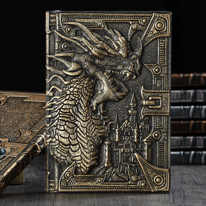 Retro Embossed Evil Dragon Notebook Metal Three-Dimensional Dinosaur European-Style Notebook - SkyeDragon Gifts