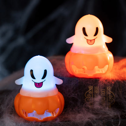 Halloween Ghost Pumpkin Lantern Light-Up Decoration Props for Party Scene Decoration Plastic Supplies