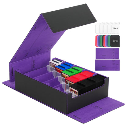 3800+ Capacity Card Storage Box. Includes 20 Dividers, 5 Supporters, Leather Magnetic Closure. Great for YuGiOh & MTG Cards. - SkyeDragon Gifts