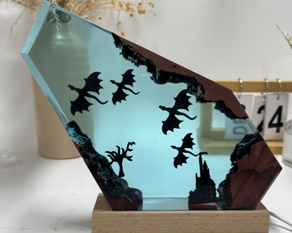 Fire & Ice Dragon Resin Desk Lamp – 3D Dragon Night Light - SkyeDragon Gifts