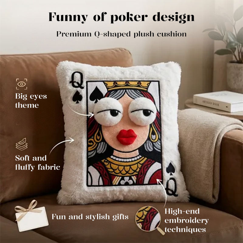 Cartoon Embroidered Square Pillow - Soft Quirky Big Eyes Game Cushion, Decorative Plush Throw Pillow for Home & Bedroom - SkyeDragon Gifts