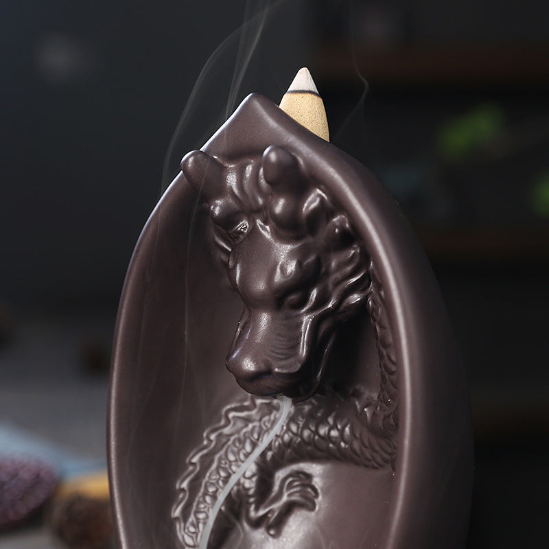 Creative LED Lamp Backflow Incense Burner Original Chinese Dragon Backflow Aromatherapy Furnace Ornament
