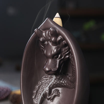 Creative LED Lamp Backflow Incense Burner Original Chinese Dragon Backflow Aromatherapy Furnace Ornament