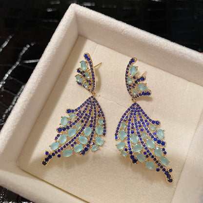 Temperament retro high-end blue butterfly super fairy earrings