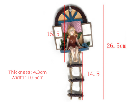 Outdoor Garden Sitting Window Fairy Resin Craft Decoration