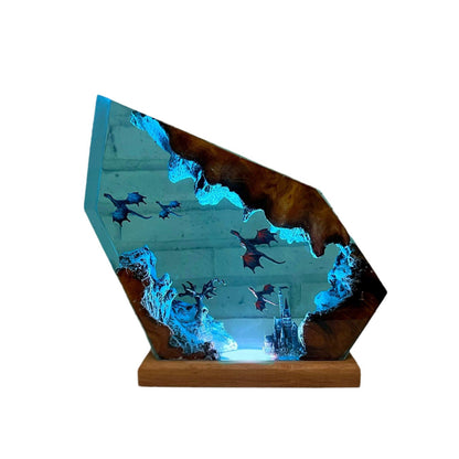Fire & Ice Dragon Resin Desk Lamp – 3D Dragon Night Light - SkyeDragon Gifts